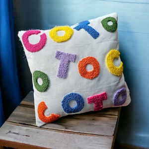 Personalized Punch Needle Colorful Name Pillow, Custom Name gift