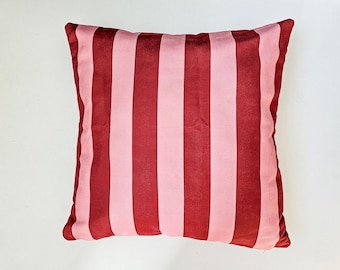 Pink and Red Striped Pillow Cover, Luxury Decorative Cushion, Preppy Home Decor