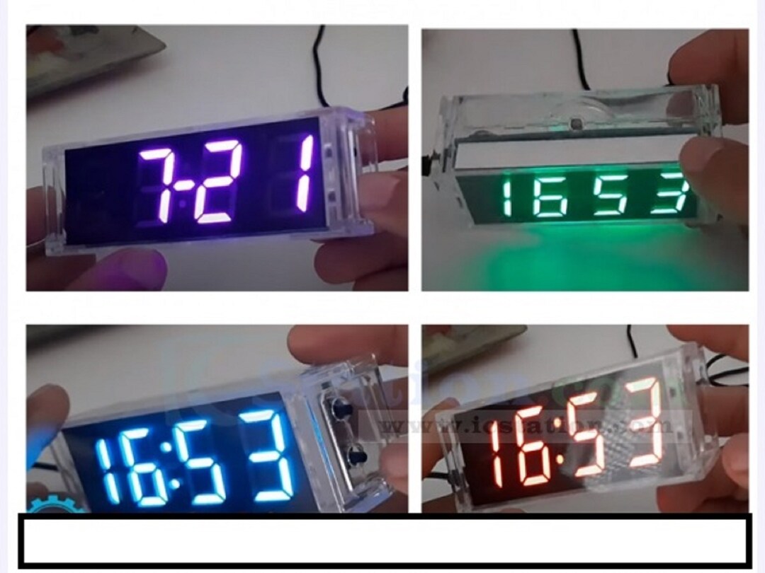 RGB 4bit Digital Electronic Clock DIY Kit 5V Temperature Alarm 12/24H