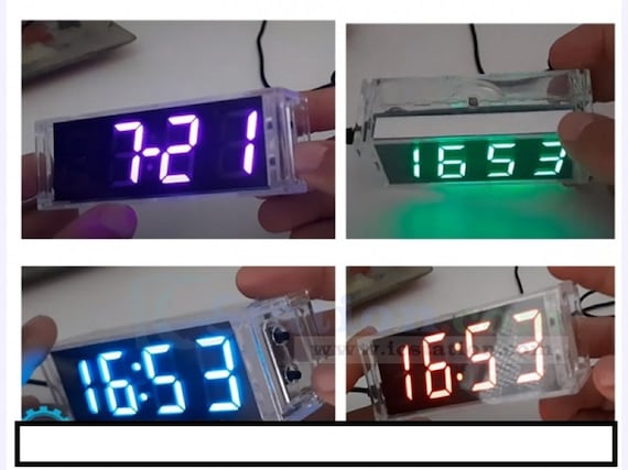 RGB 4bit Digital Electronic Clock DIY Kit 5V Temperature Alarm 12