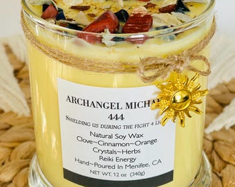ARCHANGEL MICHAEL-Angel Number 444-Archangel of Protection-Truth-Spiritual Intention Soy Crystal Candle with essential oils-Altar Candles