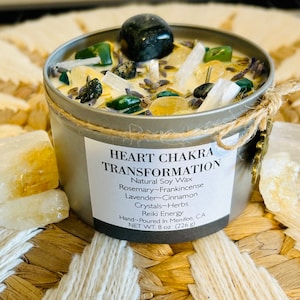 Heart Chakra Intention Candle-Transformation-Natural Soy Wax Essential Oil Candle-Chakra Candle