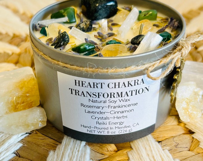 Heart Chakra Intention Candle-Transformation-Natural Soy Wax Essential Oil Candle-Chakra Candle