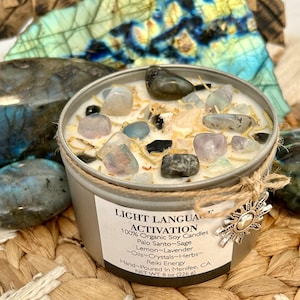 Light Language Activation Candle-Soul Language Candle-Natural Soy Wax Essential Oils Crystal Intention Candles
