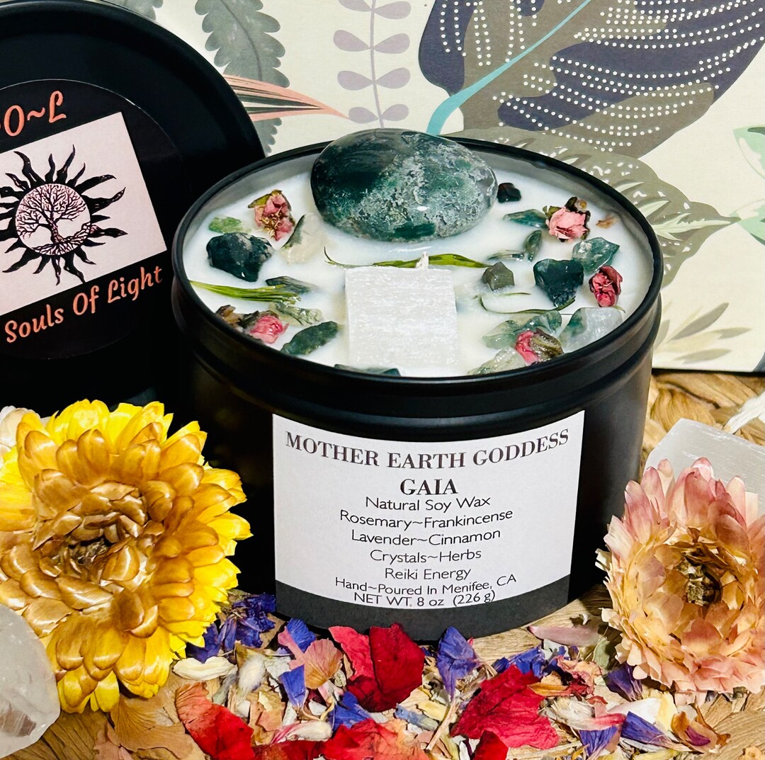 Gaia Mother Earth Goddess Intention Candle-natural Soy Wax Essential ...
