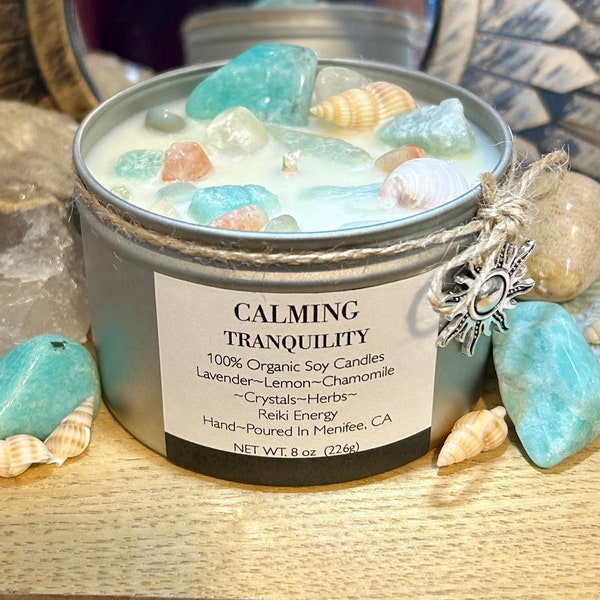 CALMING TRANQUILITY-Natural Soy Wax Pure Essential Oils Intention Candle