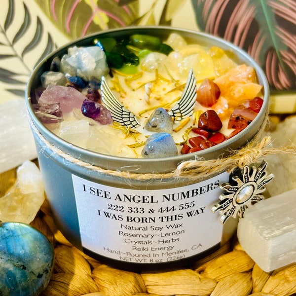 ANGEL NUMBER Candle-Angel Number 222-333-444-555-“I see angel numbers and I was born this way” Natural Soy Wax Pure Essential Oils