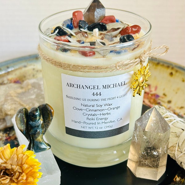 ARCHANGEL MICHAEL-Angel Number 444-Archangel of Protection-Truth-Spiritual Intention Soy Crystal Candle with essential oils-Altar Candles