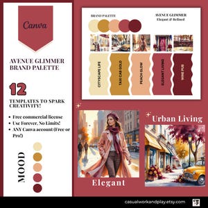 Elegante Markenpalette, Digitales Canva-Set mit 12 Vorlagen, polierter Urban Style für Business Branding, Geschenk für Unternehmer, kommerzielle Lizenz