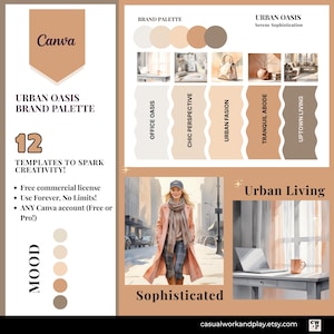 Elegante Markenpalette Canva-Vorlagen, 12-seitiges, von der digitalen Stadt inspiriertes Designset für Unternehmer, perfekte Geschäftsgeschenk-kommerzielle Lizenz