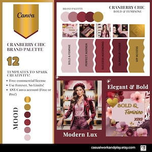 Elegante Farbpaletten-Canva-Vorlagen, 12-seitiges digitales markeninspiriertes Design für Unternehmer, perfekte Geschäftsgeschenk-kommerzielle Lizenz