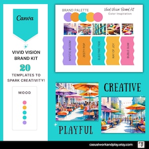 Colourful Vivid Brand Kit, 20 Canva Templates with Playful Modern Designs for Creative Business Branding, Ideal Marketing Gift