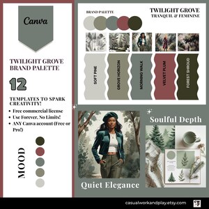 Elegante Farbpaletten-Canva-Vorlagen, 12-seitiges digitales markeninspiriertes Design für Unternehmer, perfektes Geschäftsgeschenk, kommerzielle Lizenz
