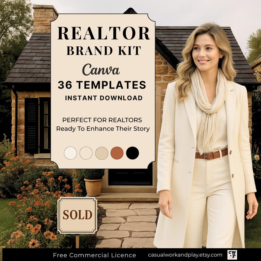 Realtor Brand Kit: 36 Canva Templates for Real Estate Marketing ...