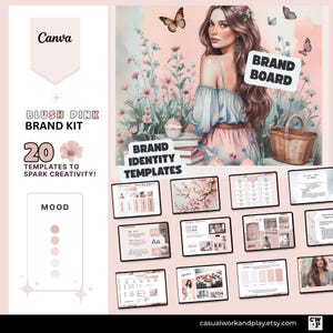 Blush Pink Brand Kit, Elegant Canva Templates & Color Guide, Perfect for Small Business Branding, DIY Branding Gift
