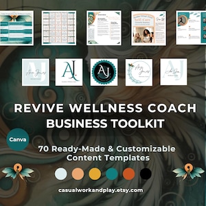 Wellness Coach Business Toolkit: 70 Canva Templates (Instant Download)
