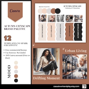 Elegante Herbst-Markenfarbpalette - 12 Romantische Herbst-Farbvorlagen in Canva für Brand Design, Geschenk für Kreative, Kommerzielle Lizenz