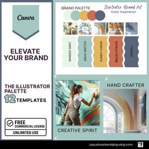 Color Palette Brand Guide, Watercolor Brand Kit, 20 Canva Templates for Artist, Designer, Small Business Branding, Color Inspiration