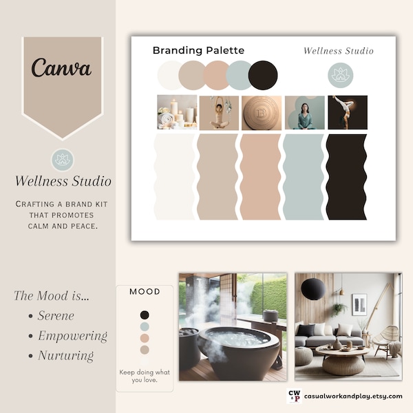 Digital Brand Kit for Small Businesses, Neutral Colour Palette Canva Kit, Ideal for Wellness Studios and Start-ups #Wellness Studio