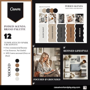 Elegante gedämpfte Farbpalette Canva Vorlagen 12-seitiges digitales markeninspiriertes Design für Unternehmer Perfektes Geschäftsgeschenk Kommerzielle Lizenz