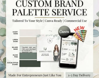 Custom Color Palette Service, Brand Identity Tailored to Your Branding Style, Canva-Ready, HEX Codes, PNG Swatch,  Commercial Use Forever