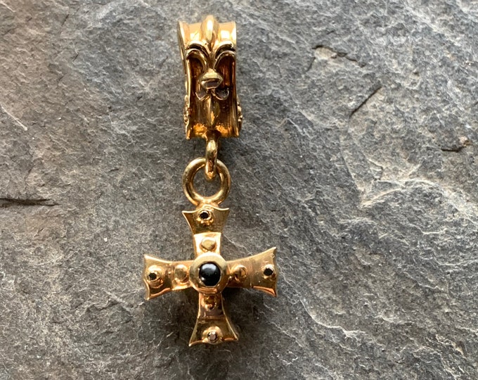 Pedant 925 Silver Gold Plated by Elf Craft with Onyx
