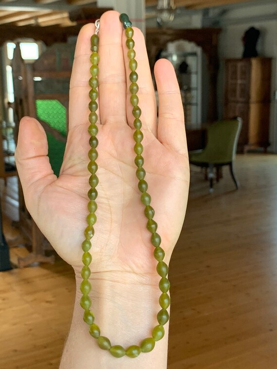 Edel Serpentin Halskette mit Silberverschluss Ant… - image 4