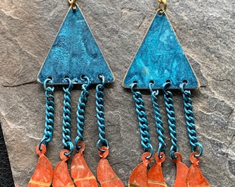 Handmade drop earrings from the USA (tinplate hand-painted)