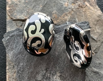 silver earrings with onyx