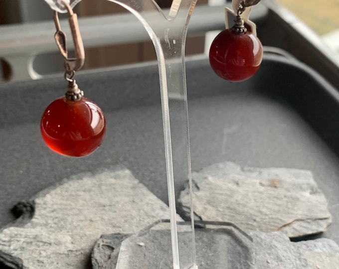 silver earrings with carnelian