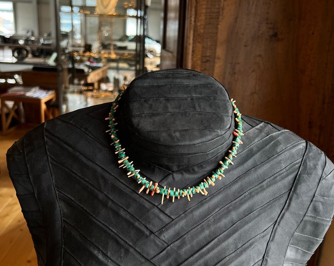 coral lace necklace with turquoise