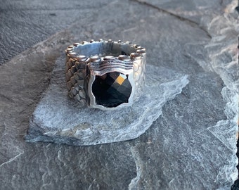 Ring dragon 925 silver with black zirconia by Elf Craft