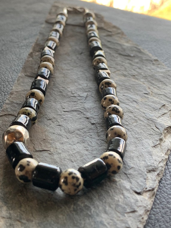 Halskette mit Dalmatiner Perlen, Antiken Silberte… - image 5