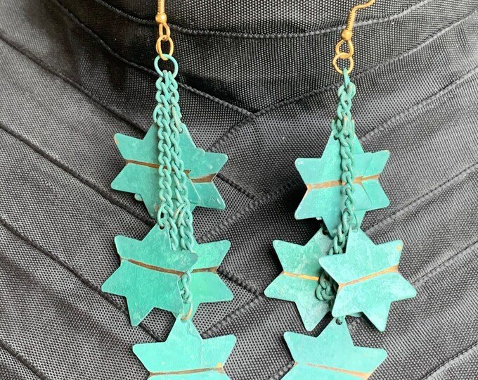 Handmade drop earrings from the USA (tinplate hand-painted)