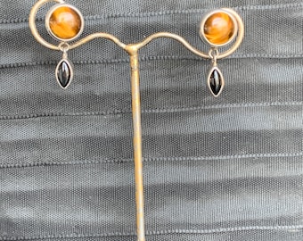 Tiger eye and onyx earrings 925