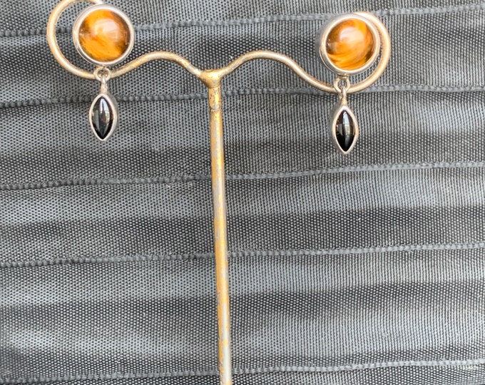 Tiger eye and onyx earrings 925