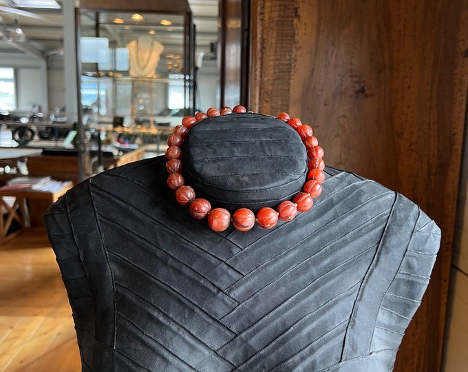 Carnelian necklace with antique silver