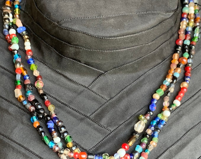 Venetian glass bead necklace three strands