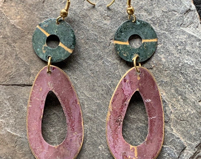 Handmade drop earrings from the USA (tinplate hand-painted)