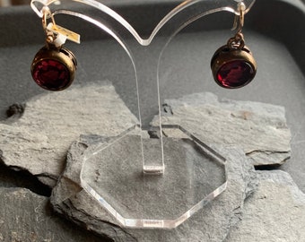 Earrings brass with glass