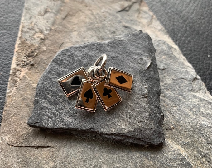 silver pendant 925 playing cards