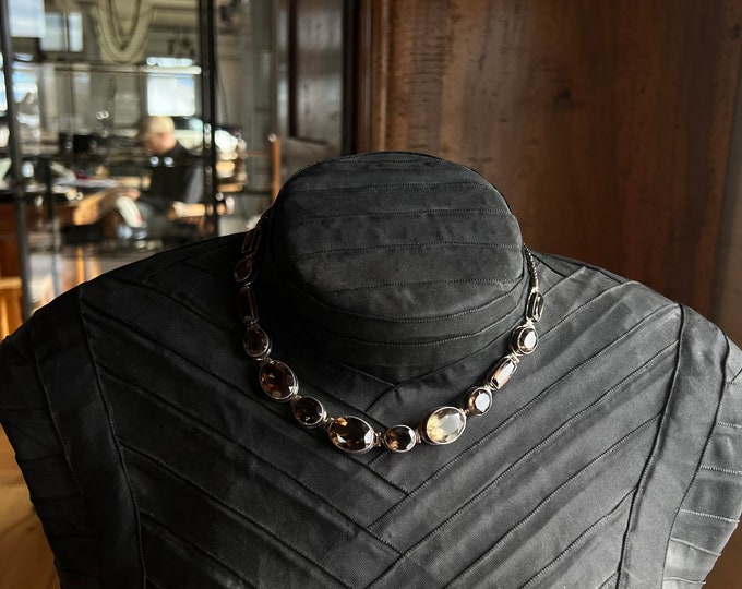 smoky quartz silver necklace