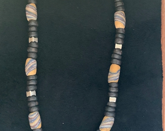 Necklace with Antique African Chevron Beads
