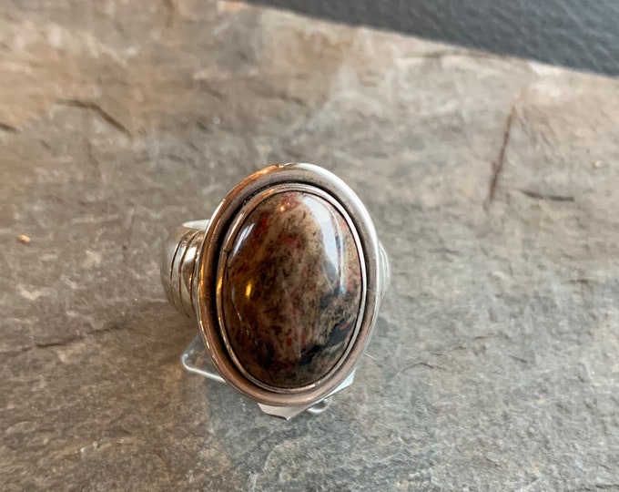 Ring with silver setting and jasper