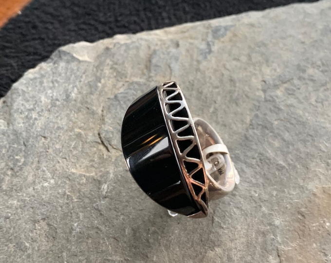 Silver ring with onyx