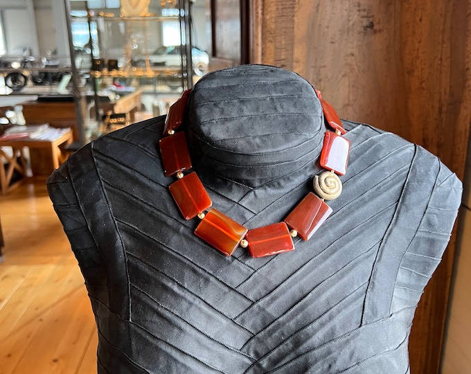 Carnelian necklace with gold-plated silver