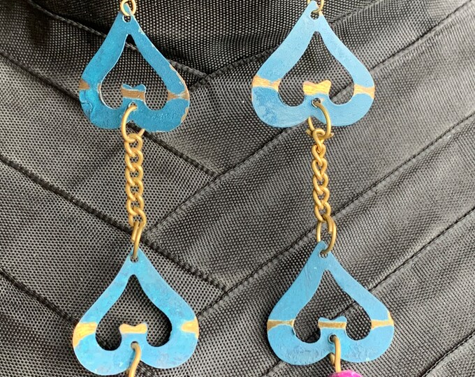 Handmade drop earrings from the USA (tinplate hand-painted)