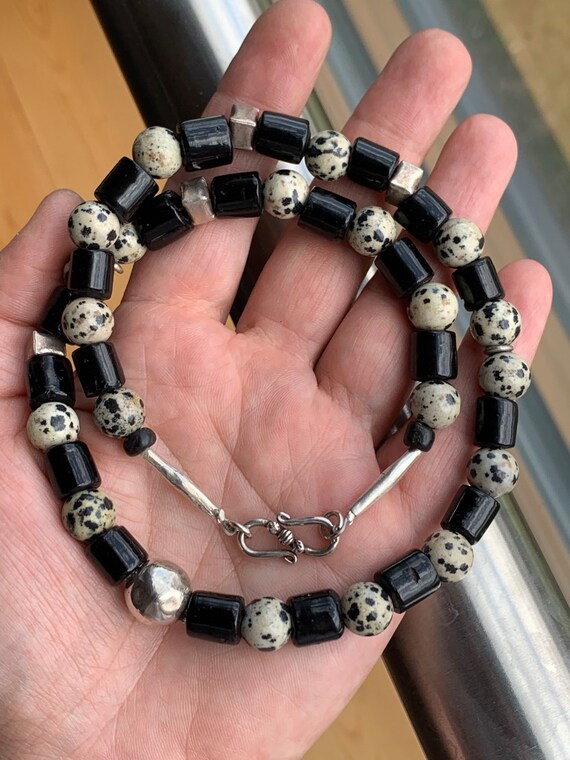 Halskette mit Dalmatiner Perlen, Antiken Silberte… - image 7