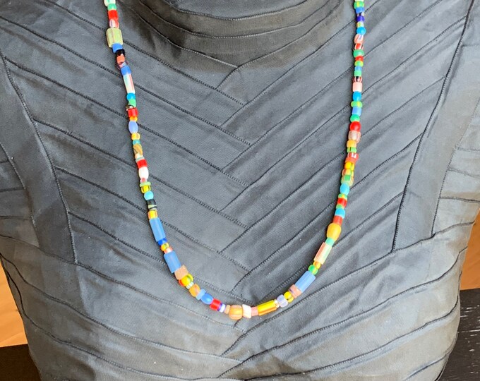 Millefiori glass bead necklace with silver clasp