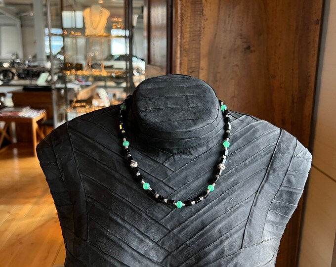 Spinel necklace with antique silver
